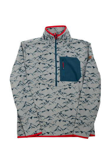 Chandail demi-zip polaire motifs montagnes