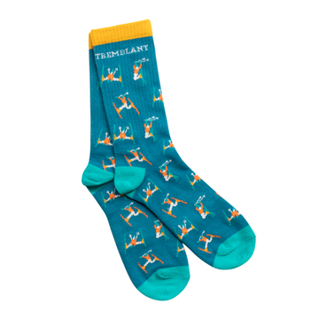 Chaussettes turquoises motif skieur - Tremblant